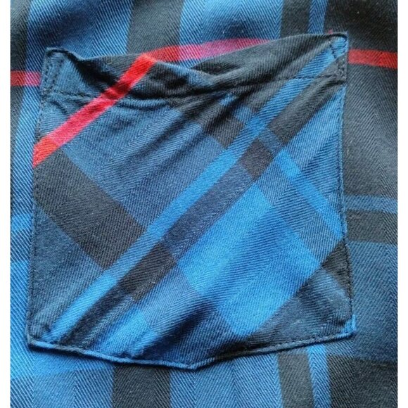 A New Approach Top Small Long Sleeve Plaid Button Up Pockets Tab Sleeve - Picture 8 of 13